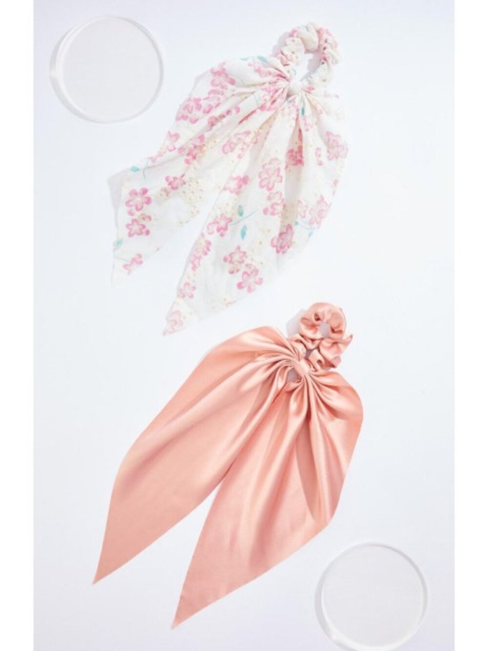 Cato 2pc Eyelet Silk Bow Scrunchie Set